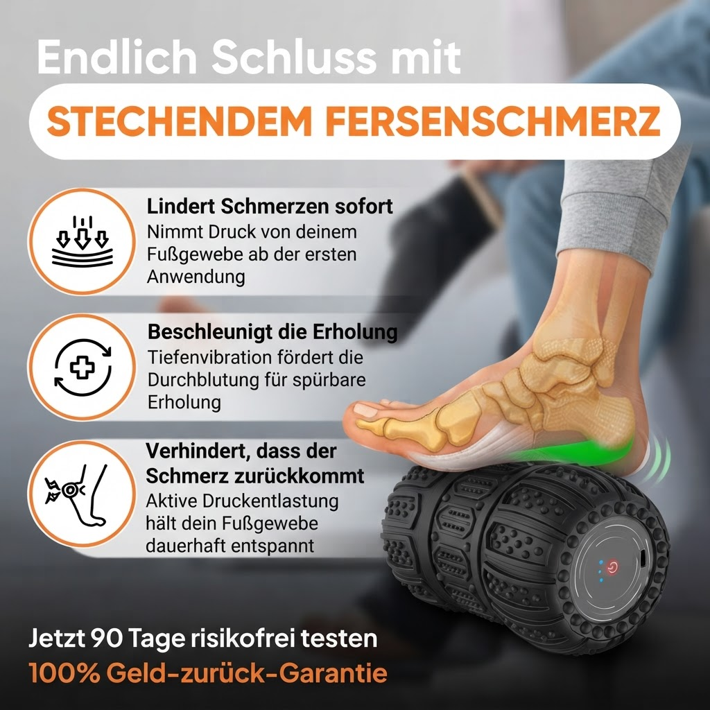 Vibrations-Massagerolle bei Fersenschmerzen & Plantarfasziitis