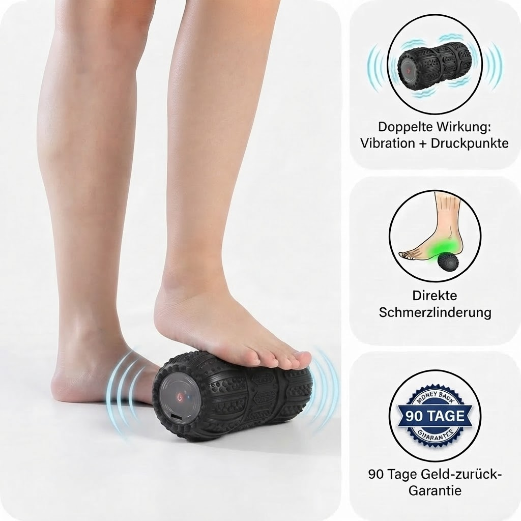 Vibrations-Massagerolle bei Fersenschmerzen & Plantarfasziitis