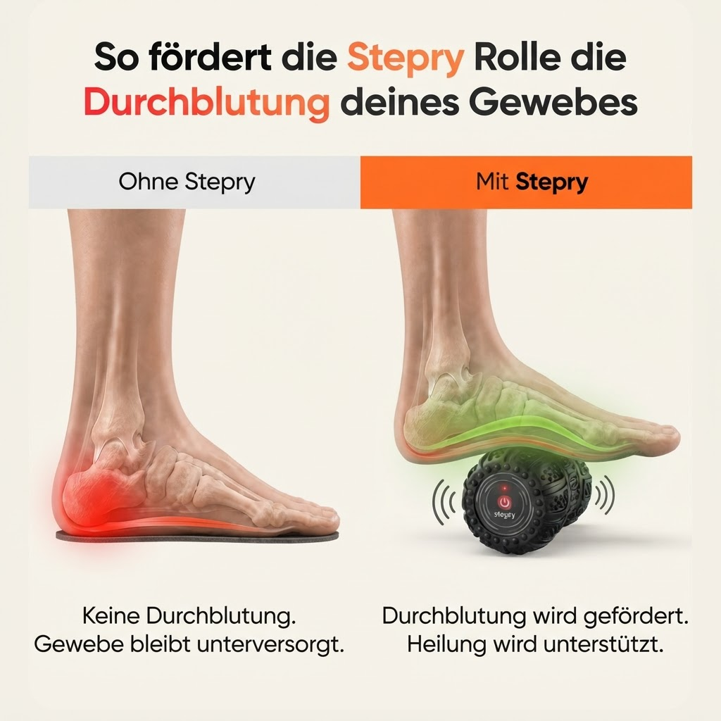 Vibrations-Massagerolle bei Fersenschmerzen & Plantarfasziitis